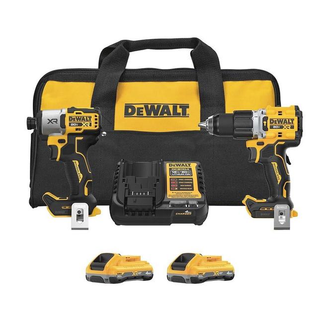 DEWALT 20V Impact Driver and Hammer Drill Cordless Power Tool Combo Kit, Includes 2 x 4ah POWERPACK ™ Batteries and a Charger, 20V MAX*XR® (DCK250QQ2)