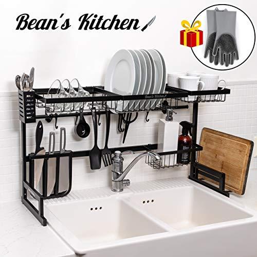 Bean's Kitchen | Over The Sink Dish Drying Rack Shelf Drainer | Silicone Reusable Washing Gloves | Organization Kitchen Accessories |