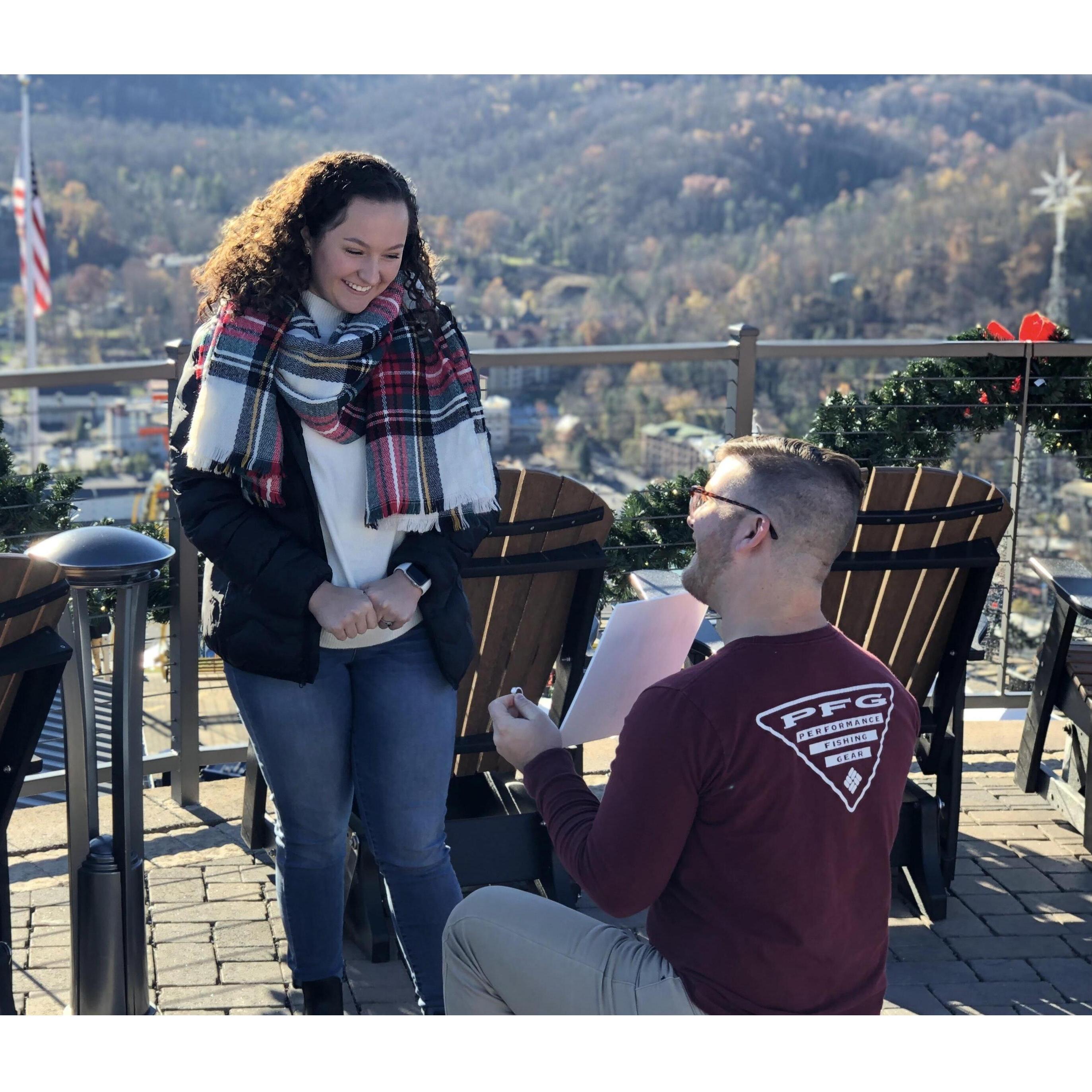 On November 17, 2020, Hunter proposed at the top of a mountain in Gatlinburg, TN. Most magical day of our lives!