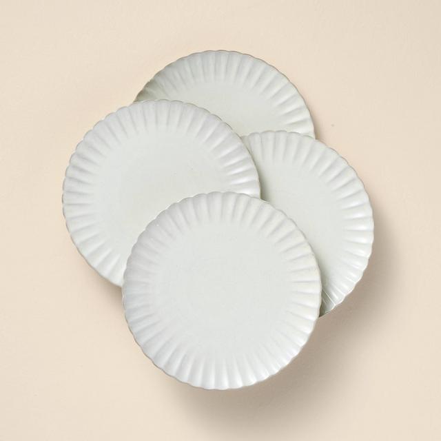 4pk 8.3" Scalloped Edge Stoneware Salad Plates Cream - Hearth & Hand™ with Magnolia