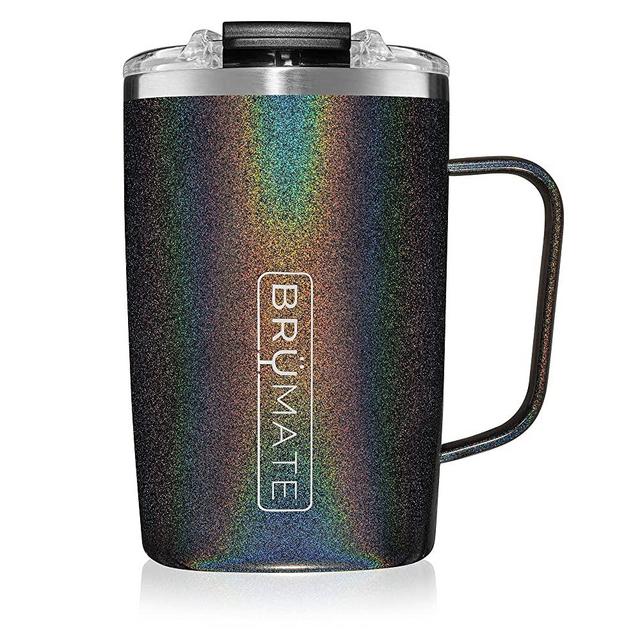 BrüMate Toddy - 16oz 100% Leak Proof Insulated Coffee Mug with Handle & Lid - Stainless Steel Coffee Travel Mug - Double Walled Coffee Cup (Glitter Charcoal)