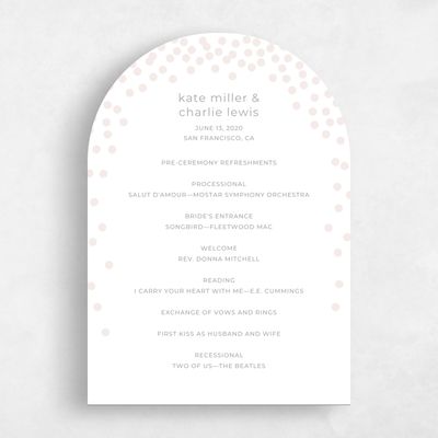 White Arch Wedding Program - Interstellar Edge