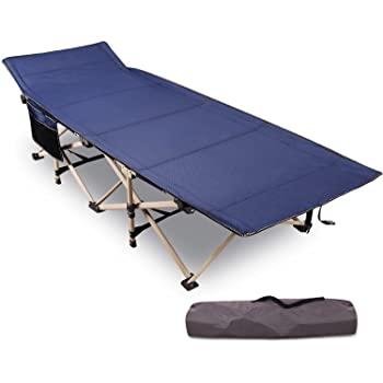 Outsunny Portable Wide Folding Camping Cot Elevated Bed for Adults with Carrying Bag - Blue