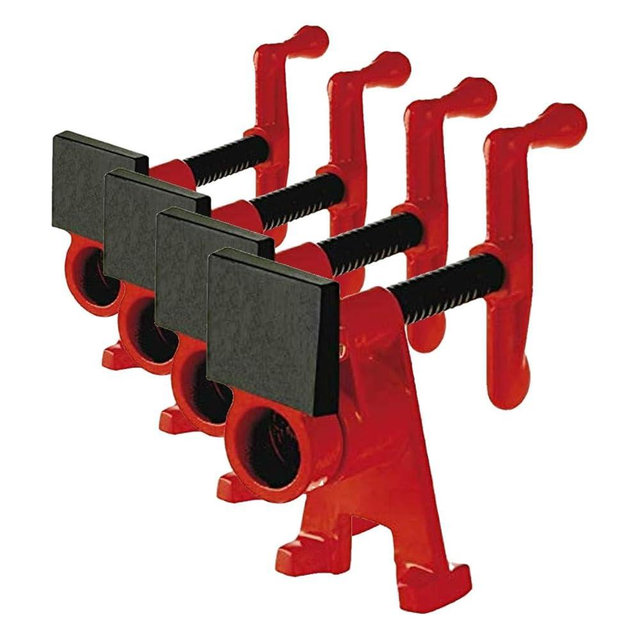 Bessey BPC-H34, 3/4-In. H Style Pipe Clamps - Incredibly Versatile, Easy To Assemble, Indespensable Workshop Clamp For Woodworking, Carpentry, Home Improvement, and DIY Projects | (Pack of 4)
