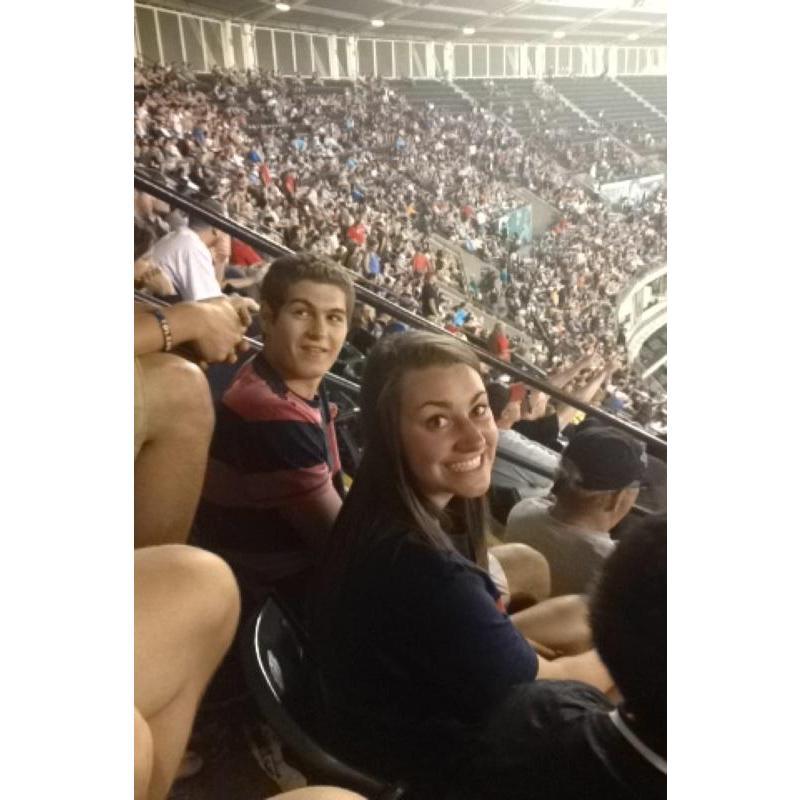First time Brandon and Allison hung out outside of school at Indians games with college friends.