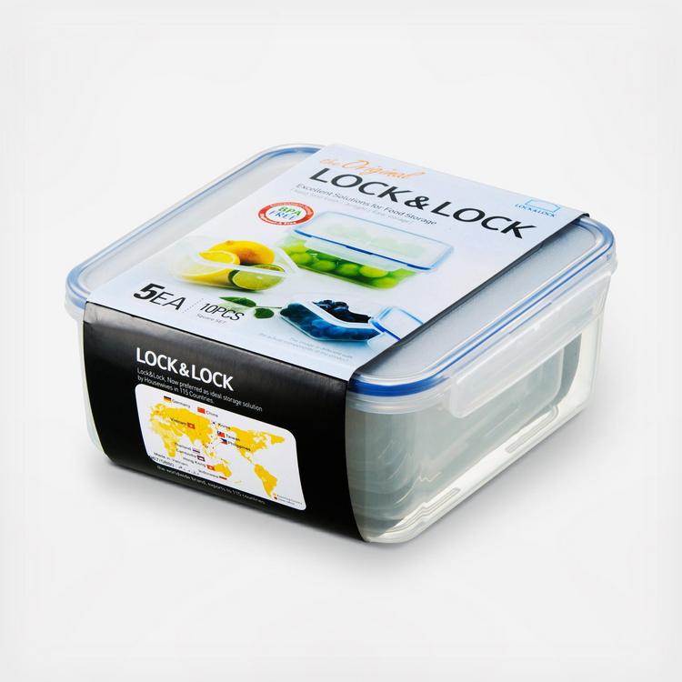Lock & Lock, Easy Essentials 10-Piece Square Food Storage Container Set