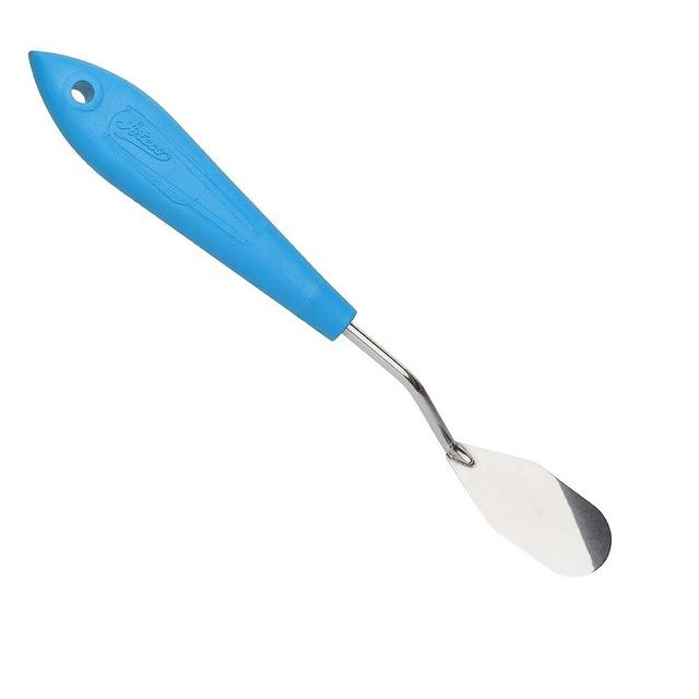 Ateco Offset Spatula, 2.1" Paddle Shape Trowel, Non-Slip Plastic Handle,Silver