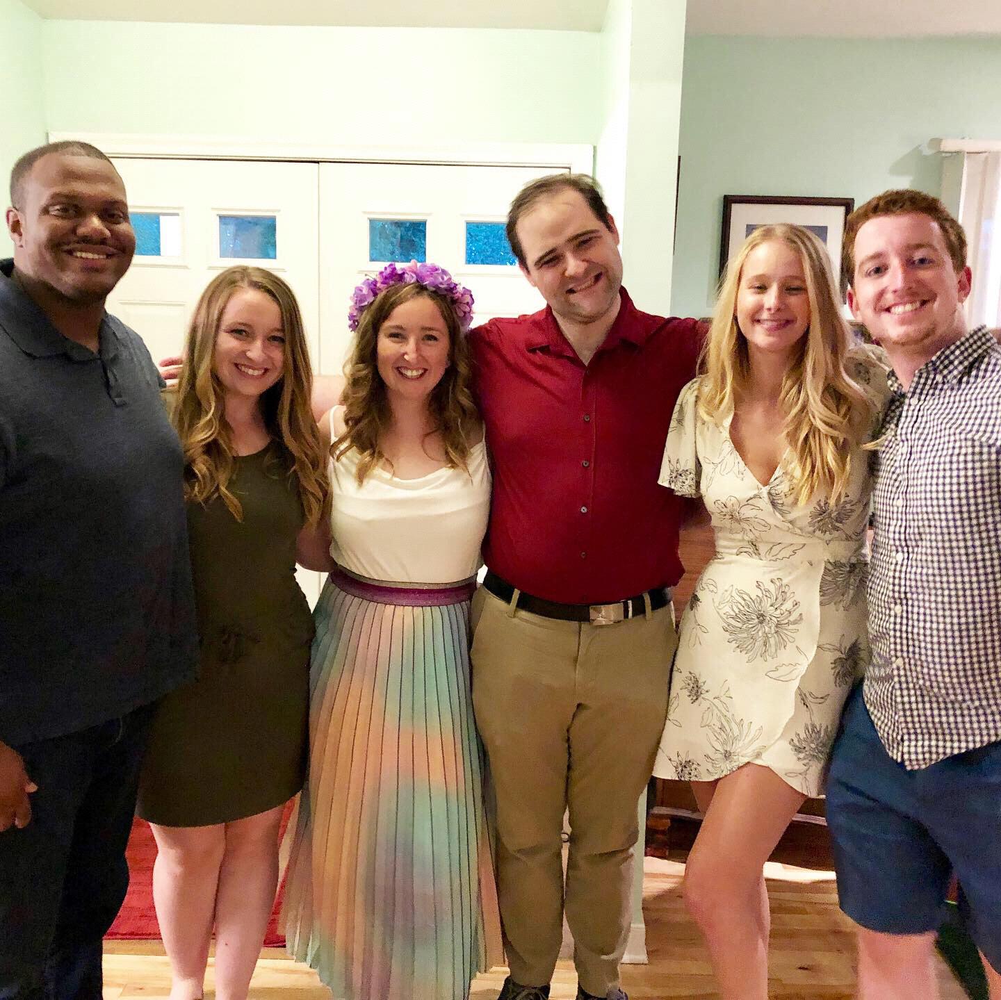 Wedding shower! Usher Tedric with fiance and Best Lady Julie, Maddie, Tom, Brideslady Olivia with boyfriend and Groomsman Quinn. 7/27/2019
