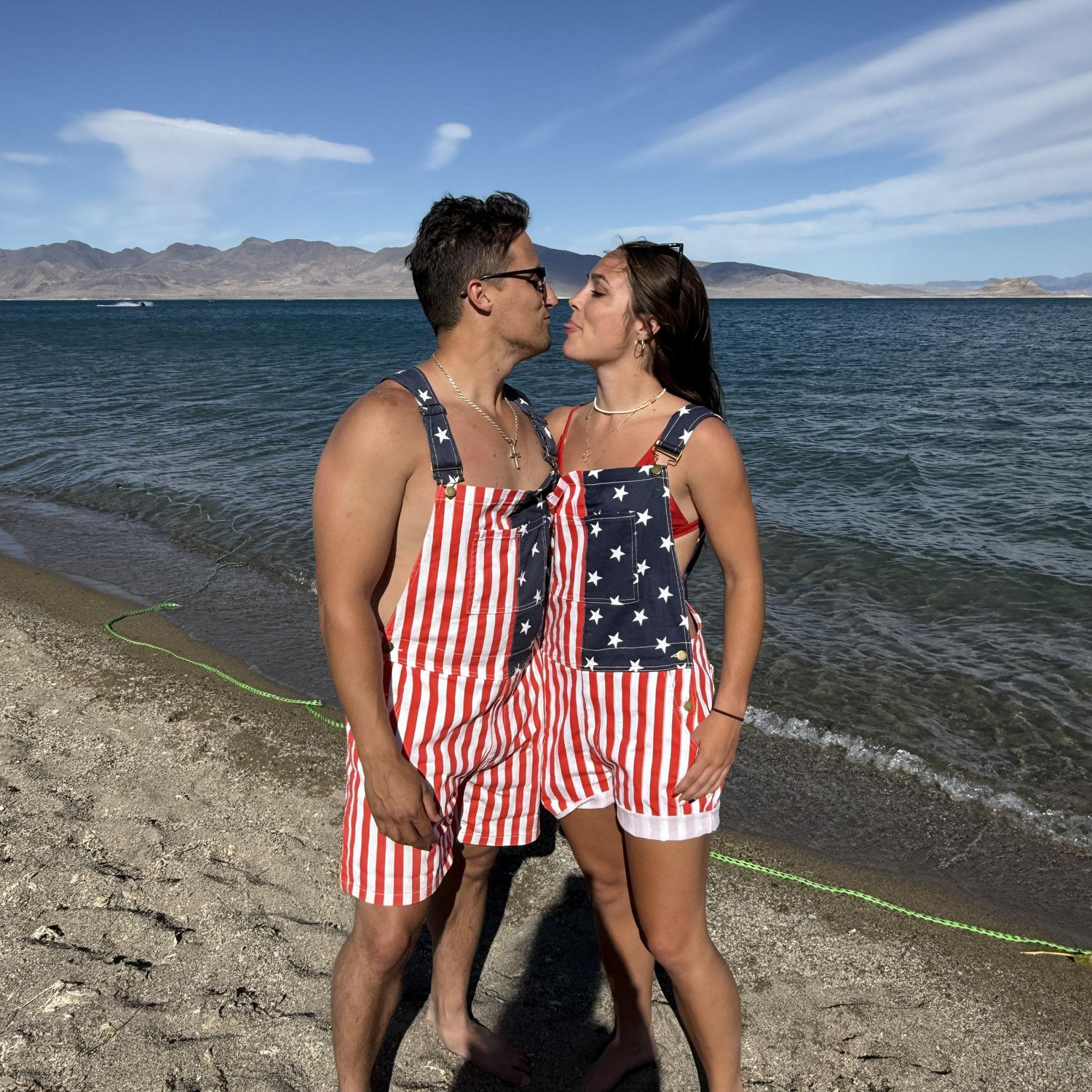 Overalls + lake + camping = perfect first Fourth of July ❤️🤍💙