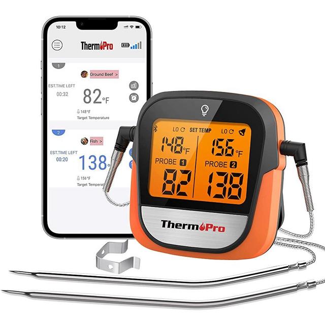 ThermoPro TP902 450FT Wireless Meat Thermometer Digital with Dual Probe, Bluetooth Meat Thermometer for Cooking, Wireless Thermometer for Grilling, Smoker Accessories BBQ Thermometer for Beef Turkey