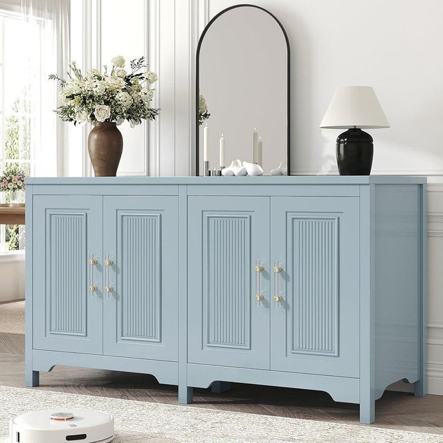 Jocoevol Sideboard Buffet Cabinet with Storage, 55" Kitchen Buffet Cabinet, Modern Farmhouse Coffee Bar Cabinet, Dining Room Sideboard Cabinet with Shelves & Doors, Slate Blue
