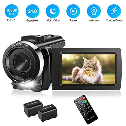 Video Camera Camcorder with 32GB Card Full HD 1080P 30FPS Digital Camera Vlogging Camera for YouTube 3.0 Inch LCD 270 Degrees IPS Screen LED