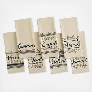 Bonne Jours Tea Towel, Set of 7