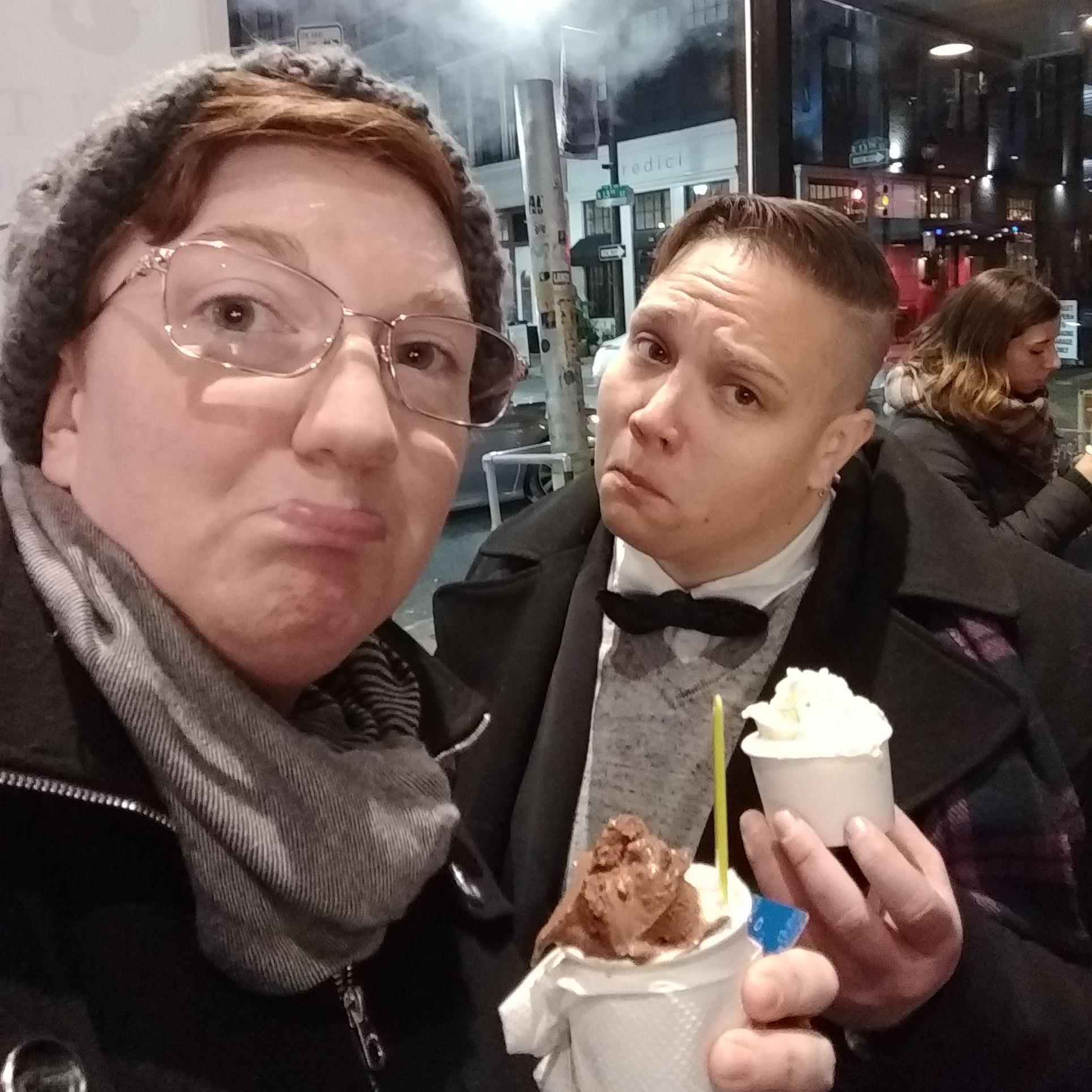 Our first selfie together on our 3rd date. This was the last night Capogiro Gelato was open (IYKYK), and Jess didn't save Lizzy a bite of her eggnog gelato. This may or may not still come up.