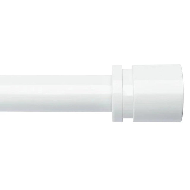 Byondeth Curtain Rods for Windows 16 to 88 Inches Adjustable Length 1 Inch Diameter Window Curtain Rod with Aluminium End Cap, White