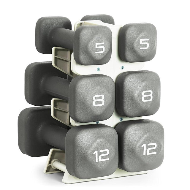 Tone Fitness Neoprene Dumbbell Set with Storage Rack – Non-Slip, Anti-Roll Hand Weights for Home Gym Workouts | 20 lb, 32 lb, 50 lb, 60 lb & 100 lb Options