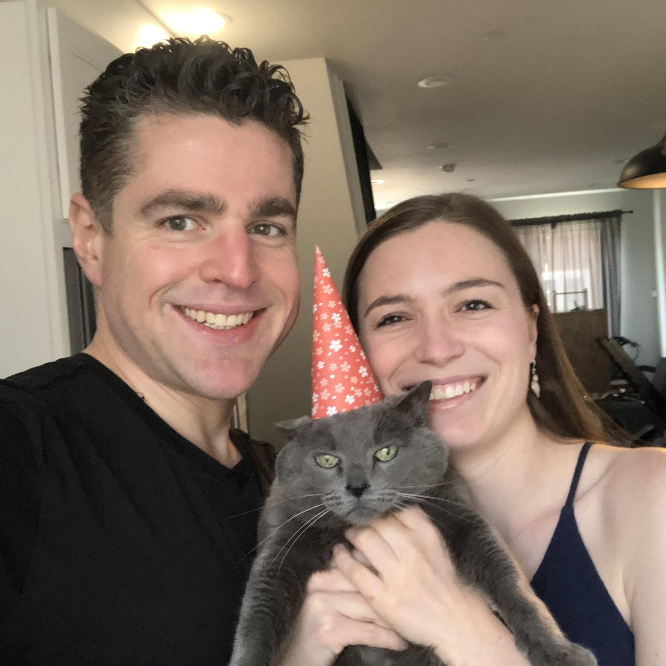 Celebrating Nathaniel's birthday. Dorian was thrilled.
