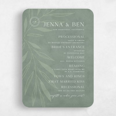 Green Rounded Wedding Program - Castille