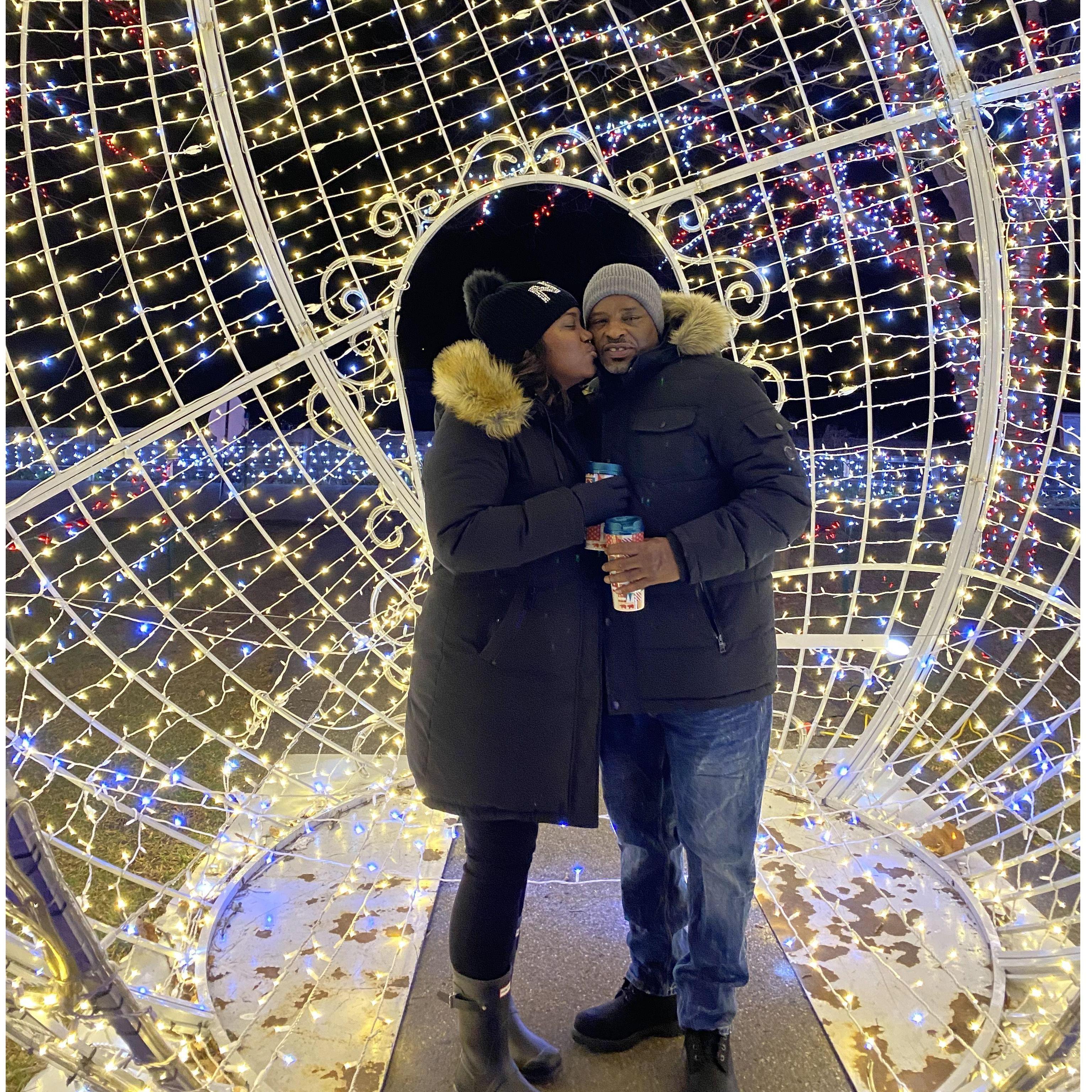 Catching love in the air on this crisp winter night under the lights....