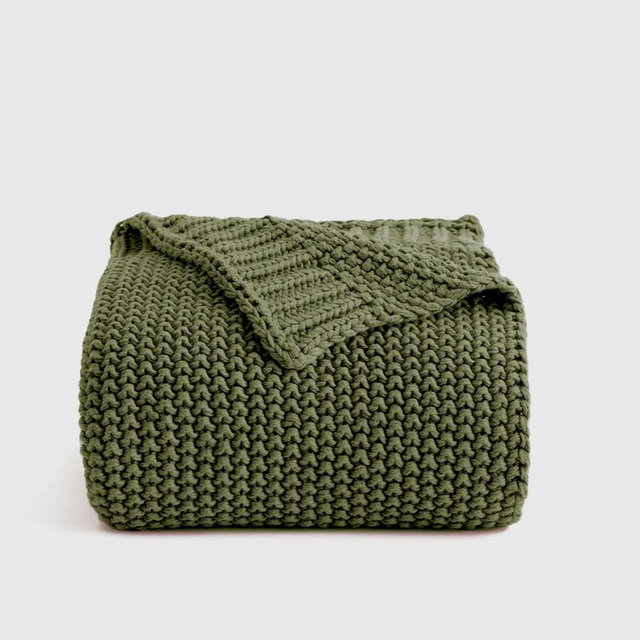 Cotton Fisherman Throw - Olive, 50x60