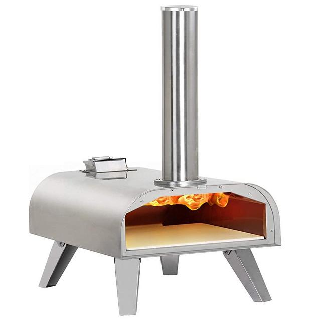 BIG HORN OUTDOORS Pizza Oven Wood Pellet Pizza Oven Wood Fired Pizza Maker Portable Stainless Steel Pizza Grill