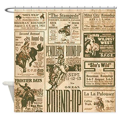 Shower Curtain Vintage Rodeo Round-Up Home Bathtub Polyester Fabric Shower Curtain for Bathroom Decor Waterproof Washable 72"X72"