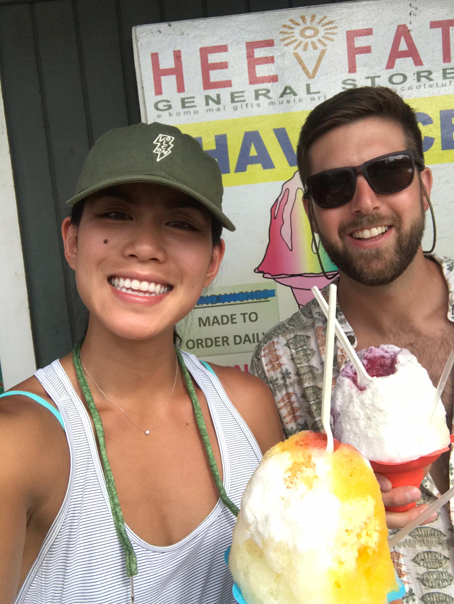 About to devour some delicious snow capped shave ice in Kauai