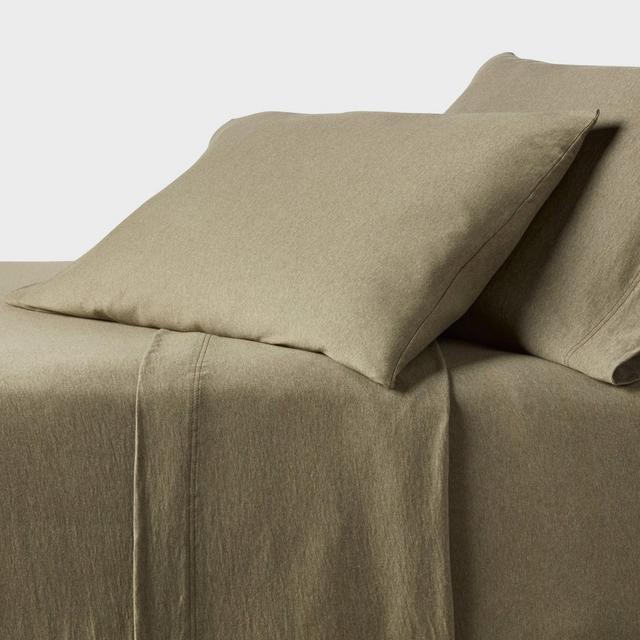Queen Cotton Jersey Sheet Set Heather Green - Threshold™