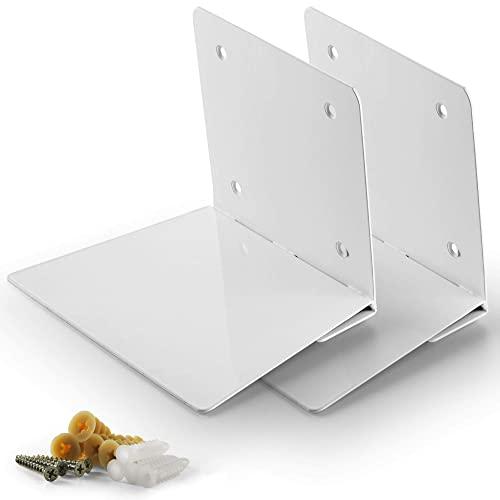 CRIZTA 2pcs Invisible Floating Bookshelf, Heavy Duty Wall Mounted Book Organizer, Metal Shelves Holder for Books, Large Size (White)