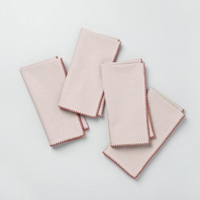 4ct Napkin with Decorative Stitch Light Pink - Hearth & Hand™ with Magnolia