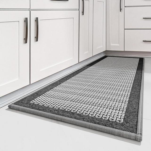 Cognitixx Kitchen Rugs, Non Skid Washable Kitchen Floor Rugs Absorbent Kitchen Mats with Rubber Backing, Durable Woven Floor Mats for Kitchen, Home, Farmhouse, Front of Sink (20" x 32", Gray)