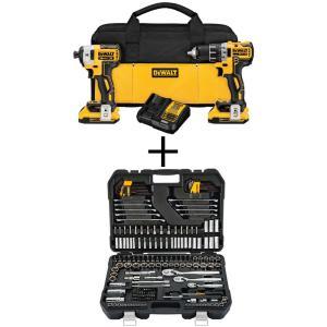20-Volt MAX XR Lithium-Ion Cordless Brushless Drill/Impact Combo Kit (2-Tool) with Bonus Mechanic Tool Set (200-Piece)