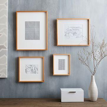 Thin Wood Gallery Frames - Set of 4 Assorted Sizes - Wheat