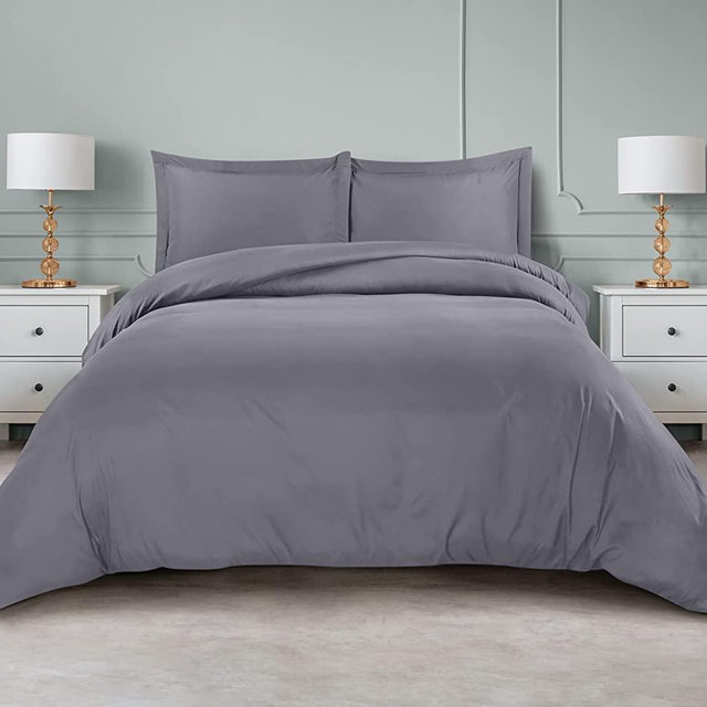 Utopia Bedding Duvet Cover Queen Size Set - 1 Duvet Cover with 2 Pillow Shams - 3 Pieces Comforter Cover with Zipper Closure - Ultra Soft Brushed Microfiber, 90 X 90 Inches (Queen, Grey)