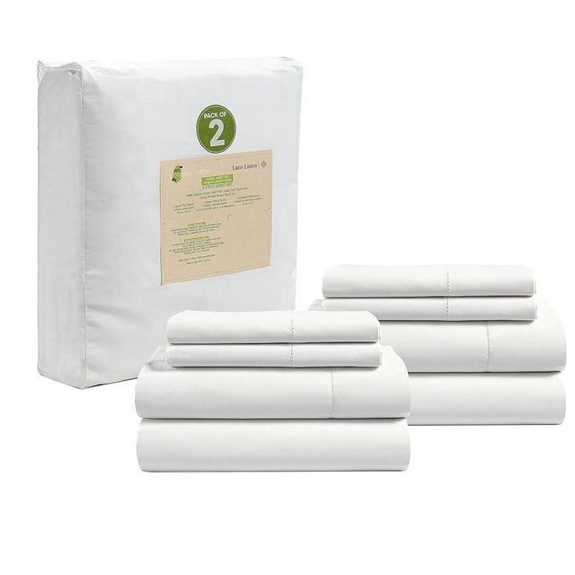 LANE LINEN 100% Organic Cotton Queen Sheets, 8Pc Queen Bed Sheets, Soft & Breathable Queen Size Sheets, Crisp Percale Weave, Hotel-Quality Bedding Sheets & Pillowcases - White Sheets (2 Pack)