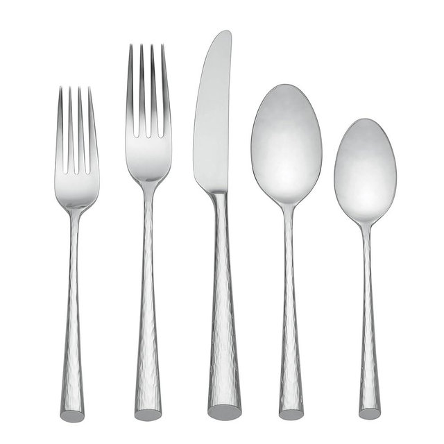 Lenox Silverware Set, Imperial Caviar 5-Piece Place Setting, Service For 1, 18/10 Stainless Steel, Dishwasher Safe, Cutlery, Utensils Sets, Knives Spoons & Forks, Kitchen And Dining (Silver, 5 Pieces)