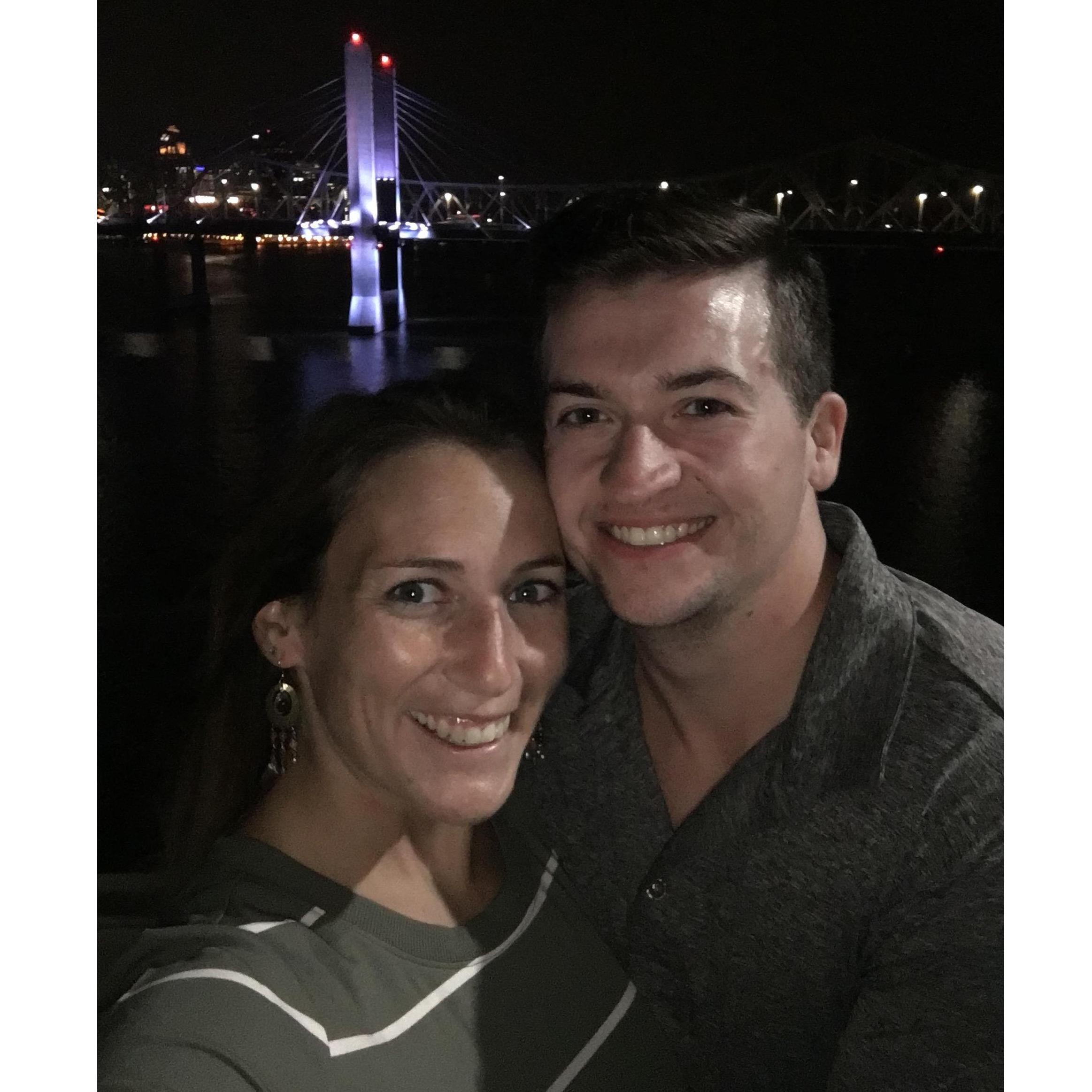 One of our first dates: a walk across the walking bridge to get some dinner and drinks