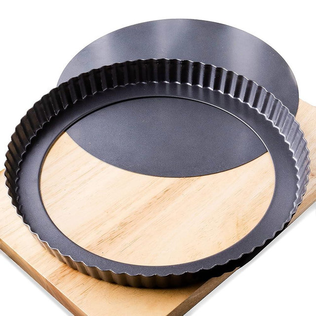 FIDZ PAN Tart Pan 9 Inch Removable Bottom- Carbon Steel Quiche Pan, Rust & Temperature Resistant Quiche Baking dish 550-600 °F- Non-Stick, Sturdy & Dishwasher Safe- Perfect for Baking Tarts