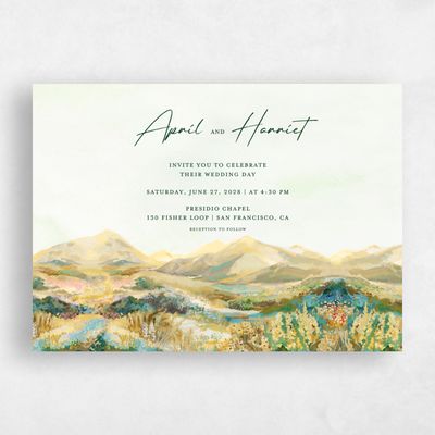 Lightest Green Wedding Invitation - Serene Landscape