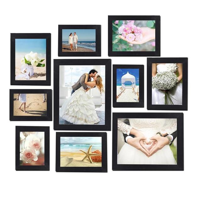xnlkros Black Picture Frame Set 10 pack, Farmhouse Photo Frames, Gallery Wall Frame Collage, 8x10 5x7 4x6 Frames in 3 Different Finishes Picture Frames For Wall or Desk
