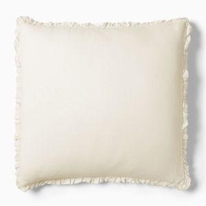 European Flax Linen Ruffle Euro Shams Alabaster
