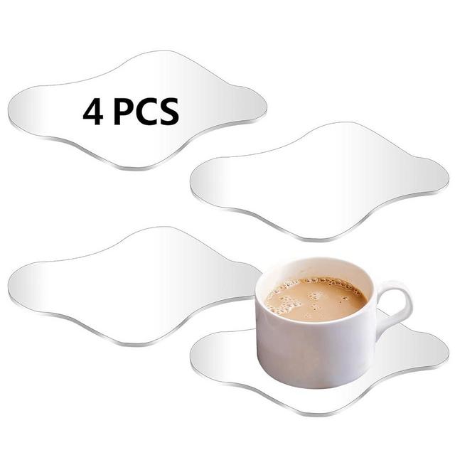 4 Pcs Acrylic Coasters, Transparent Irregular Aesthetic Coasters，Creative Decorative Plates Suitable for Tabletop Decorations Shooting Props，Suitable for Most Cups