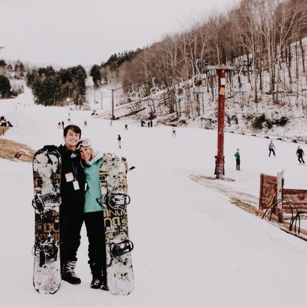 Snowboarding together sophomore year of college.