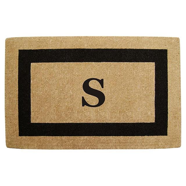 Nedia Home Single Picture Black Frame Heavy Duty Coir Doormat, 30 by 48-Inch, Monogrammed S