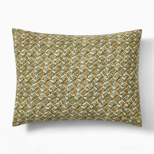 Pierce & Ward Floral Lattice King Sham, Olive