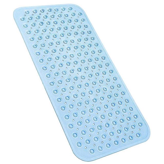 YINENN Bath Tub Shower Stall Mats 31x15.5 Inch Non-Slip and Latex Free,Bathtub Mat with Suction Cups,Machine Washable Bathroom Mats with Drain Holes(Blue)