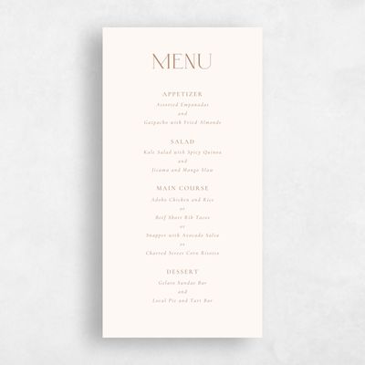 Beige Wedding Menu - Piccola