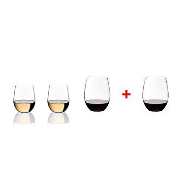 Riedel O Wine Tumbler Cabernet/Merlot and Viognier/Chardonnay, Set of 4, Clear - 7414/50