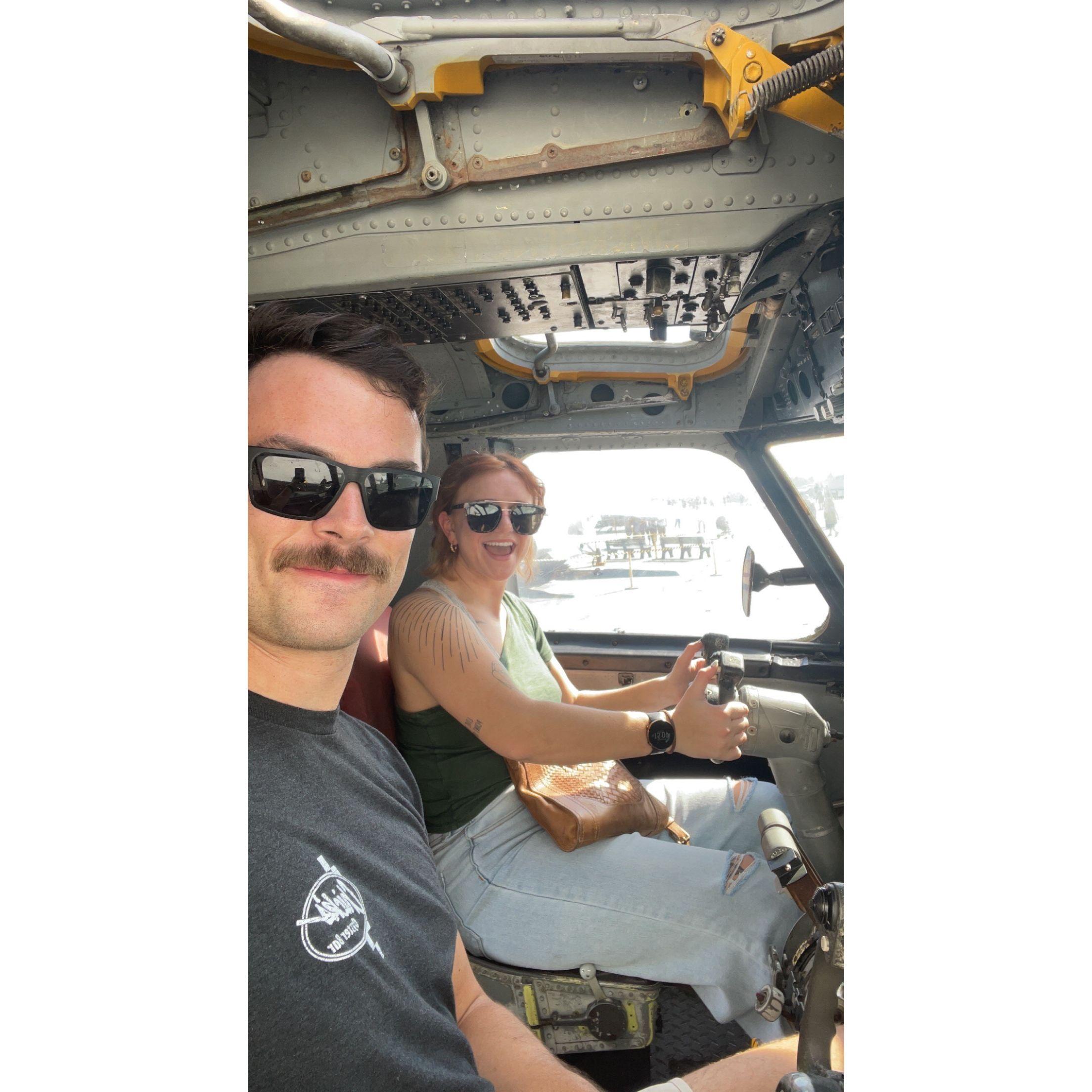"What, like it's hard?" In the cockpit of an E-2 Hawkeye aboard the USS Midway, San Diego, CA. 2022
