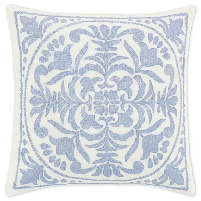 Laura Ashley® Mila Blue Embroidered Medallion Throw Pillow